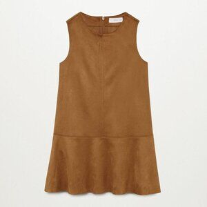 Brown faux suede drop waist mini dress Girls Sz 13-14 (164 cm)